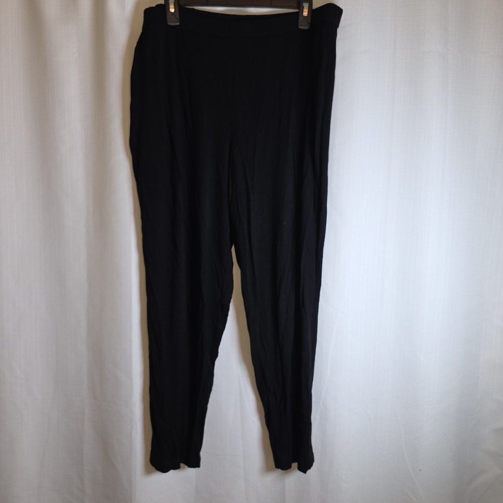Eileen Fisher Women Black Pants Stretch Elastic Waist Size XL PullOn Lightweight